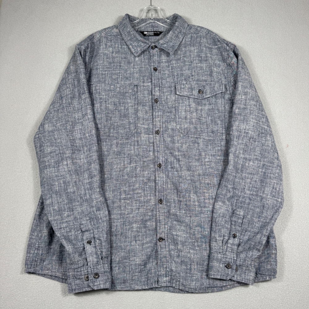Outdoor Research‎ Ironhorse Shirt Mens XXL Blue Hemp Cotton Button Down 279952